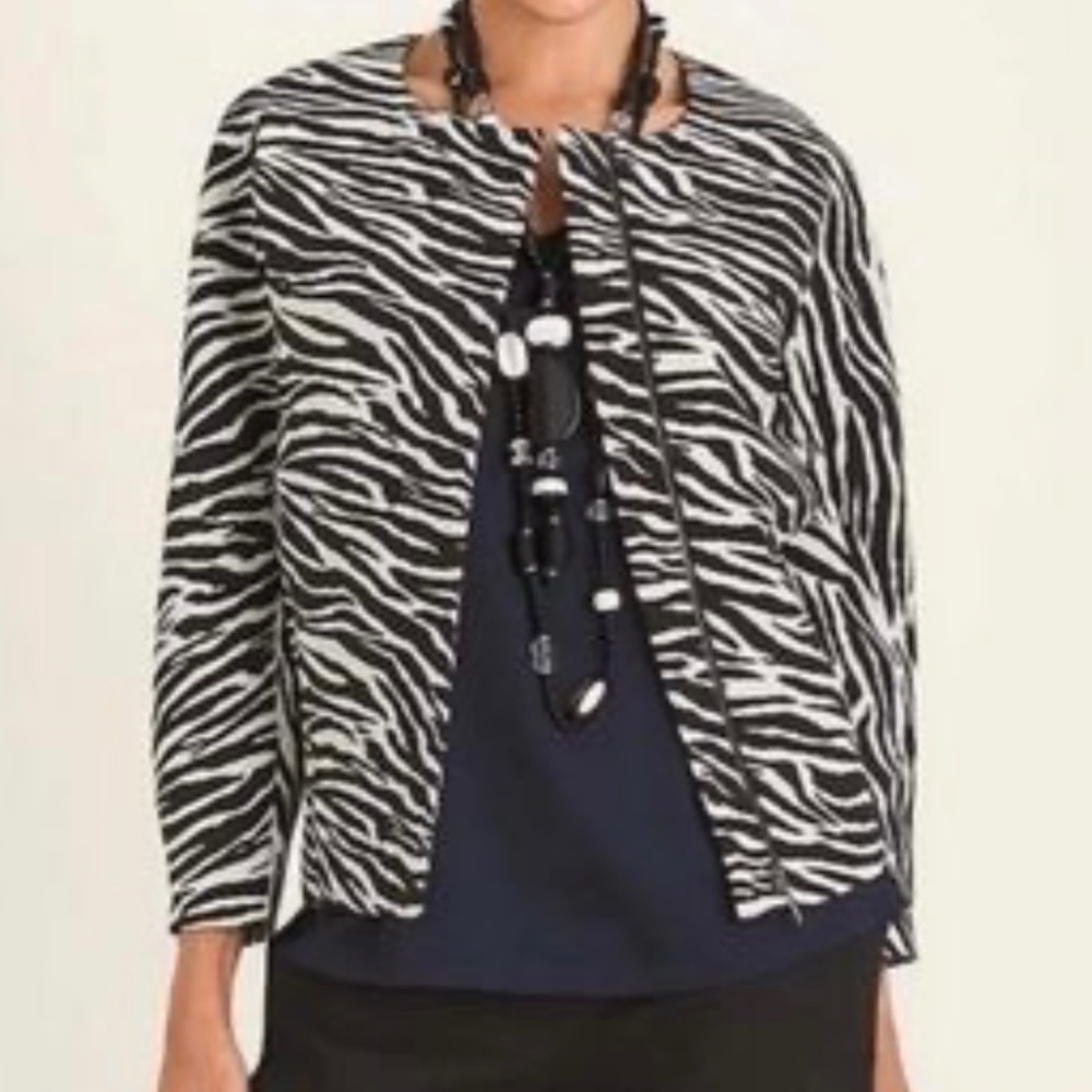 Chicos Black and White Jacket Size 1